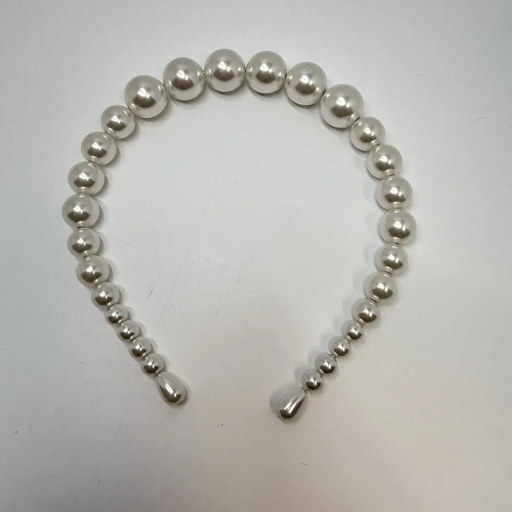 Bridal Hair Accessories Lot Graduated Pearl Headband & Tulle Embellished Bow